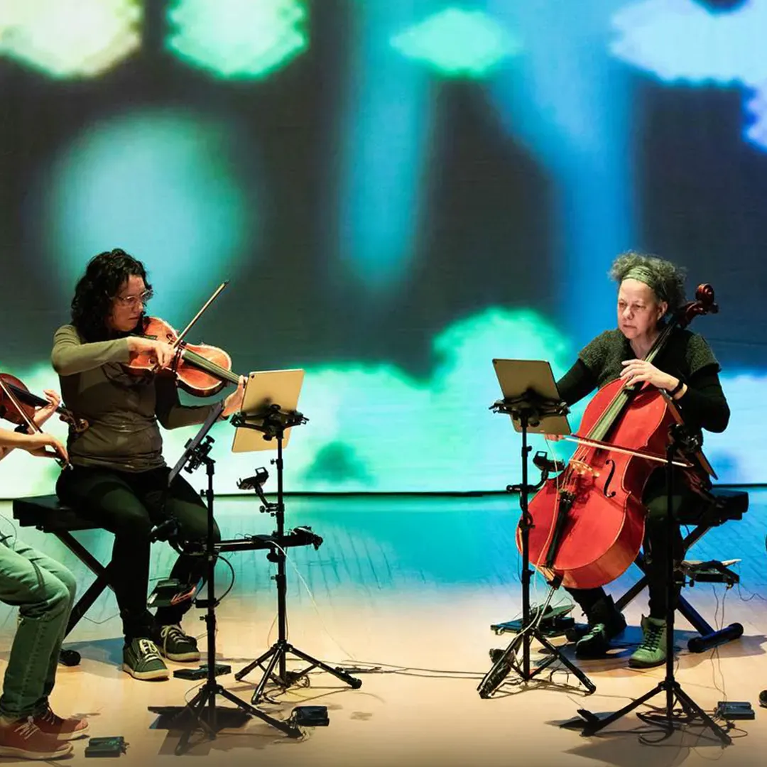 Photo du quatuor Bozzini sur scène