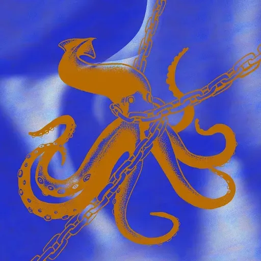 Image d'un calmar entouré d'une chaîne